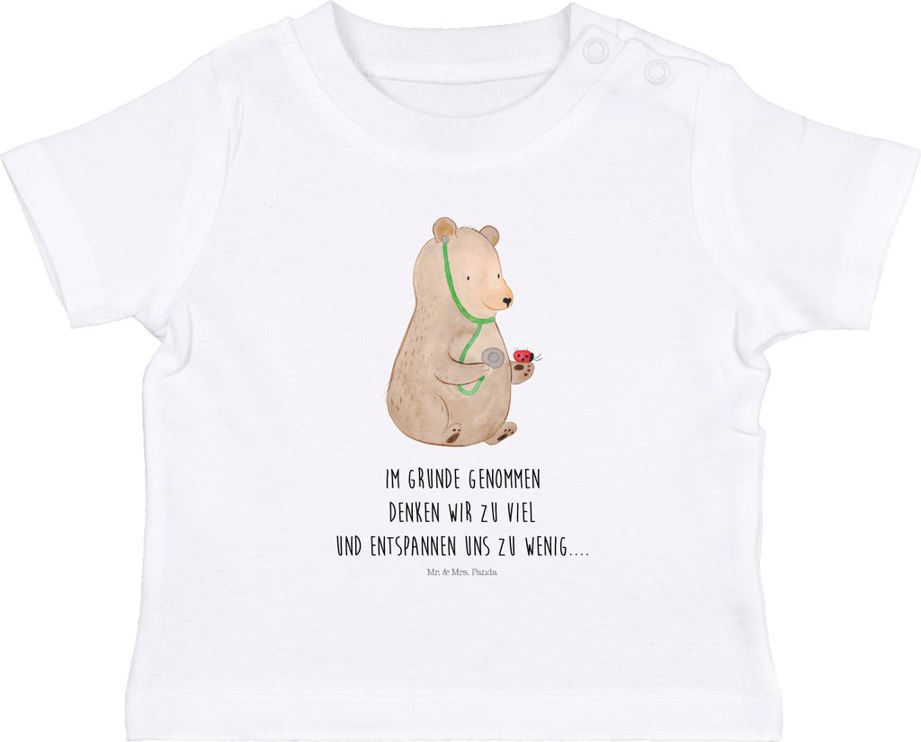 Mr. & Mrs. Panda T-Shirt Bär Arzt 0. - 6. Monat - Weiß - Geschenk, Professorin, Baby Oberteil, Babyshirt, Kinder, Doktor, Shirt, Professor, Ärzt...