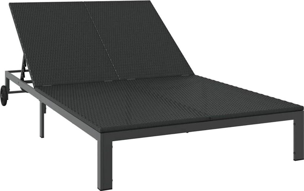 vidaXL Sonnenliege Poly-Rattan Schwarz Produktbild 