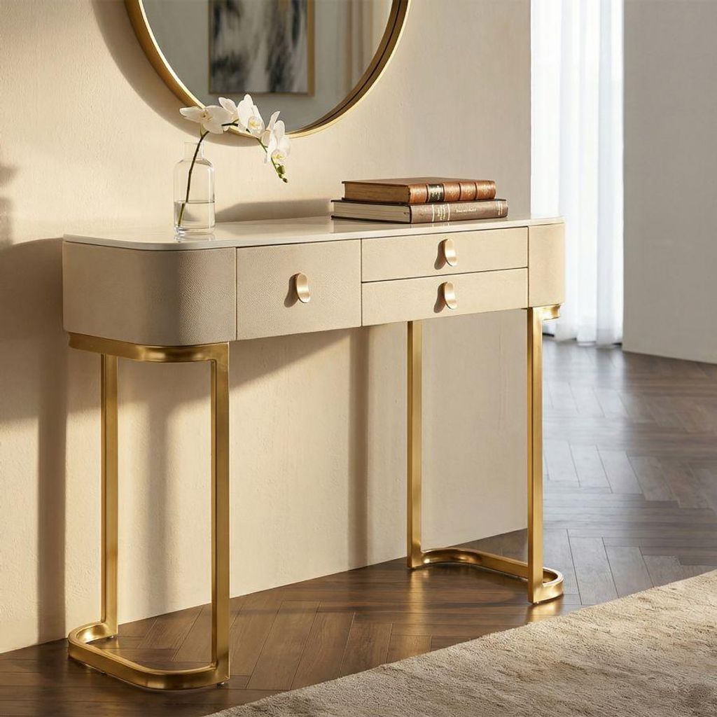 Glamouröse Beauty-Konsole 100 x 40 x 80 cm mit 3 Schubladen Produktbild 