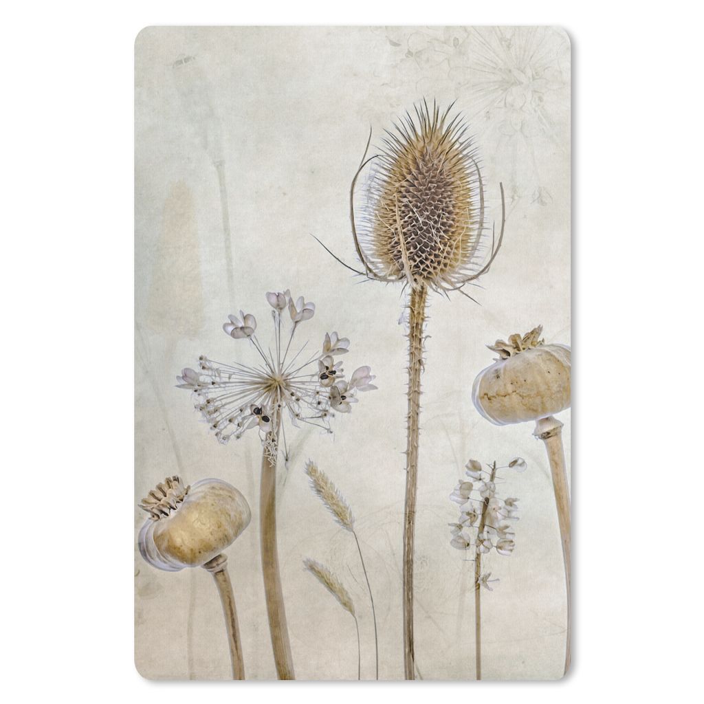 MuchoWow Mauspad Mousepad Blumen - Aquarell - Stilleben - Braun - Vintage 18x27 cm - Mousepads - Maus Mat - Pad - Mausunterlage