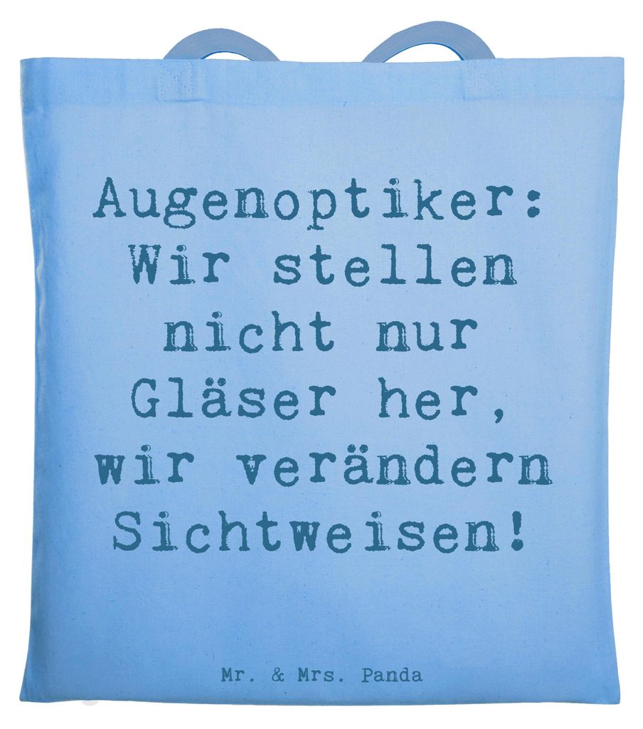 Mr. & Mrs. Panda Beutel Spruch Augenoptiker Sichtweise - Sky Blue - Geschenk, modische Accessoires, Laptoptasche, Sichtweisen verändern, Berufsges...