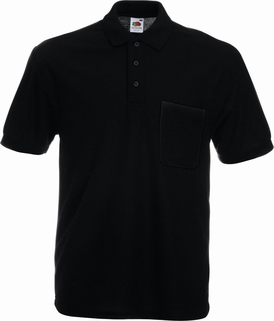 Piqué Polo mit Brusttasche | Fruit of the Loom (FOL63308), Farbe:black, Größe:L
