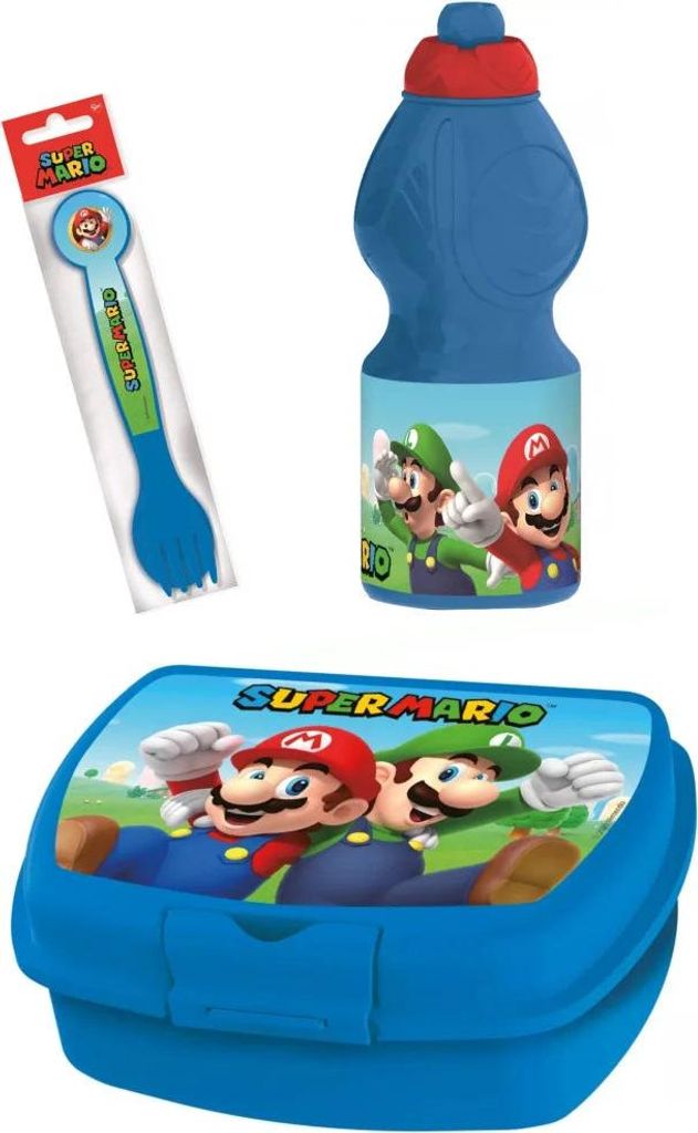 Super Mario Set Lunchbox mit Trinkflasche und Besteck Produktbild 
