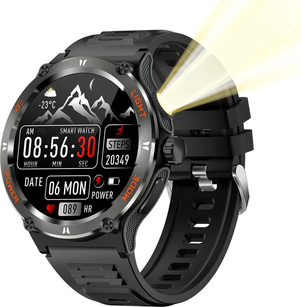 INF Montre connectée sport avec cardiofréquencemètre et sommeil - Noir