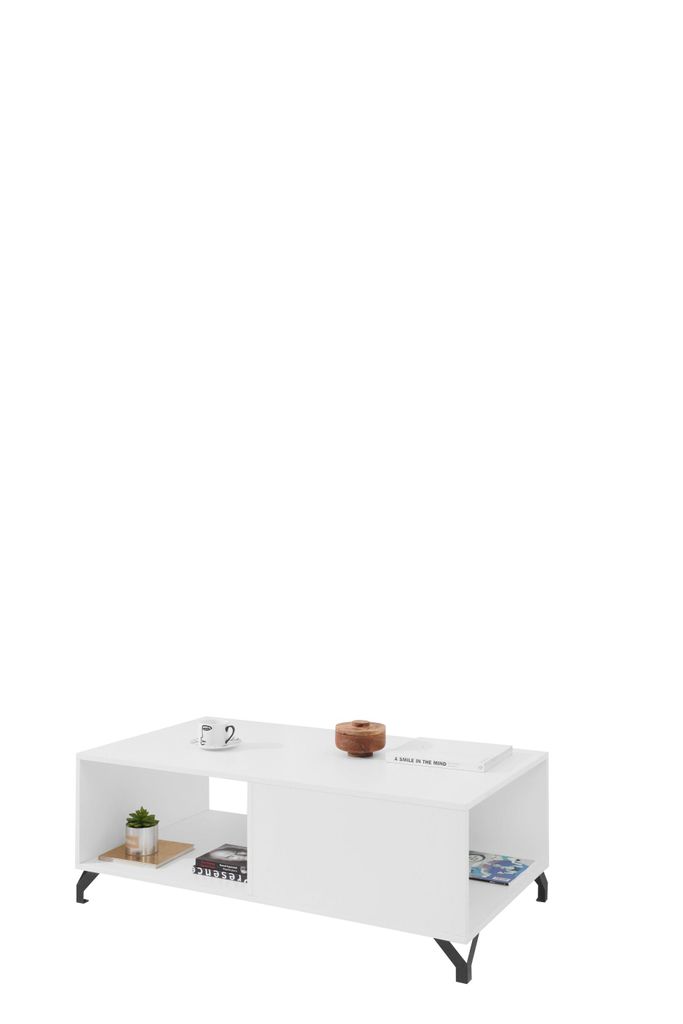Couchtisch – Wohnzimmertisch – Kaffetisch für Wohnzimmer – BERGEN System 10 – 120 cm – Weiß / Hochglanz – Flexibel einsetzbar für A...