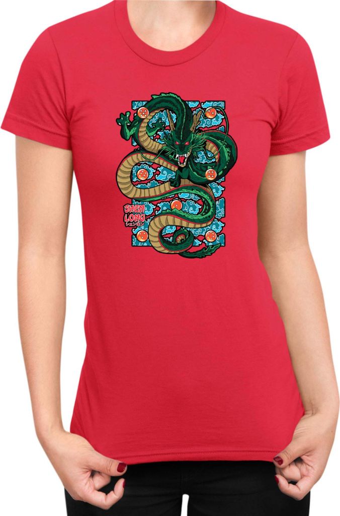 Damen T-Shirt Japan Manga Anime Comics Animation Dragon Anime Manga Ball Dragon Shenglong, Lady 2XL / Rot