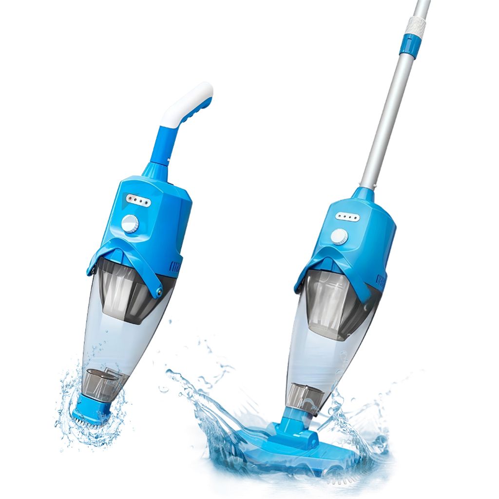 Kabelloser Poolstaubsauger,Wiederaufladbares Pool-Staubsauger-Set,Pool Bodensauger elektrisch,mit Teleskopstange,für Sand und Schmutz,1.5l