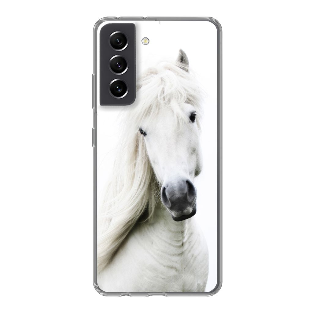 MuchoWow Handyhülle Schutzhülle Hülle für Samsung Galaxy S21 FE Pferde - Nutztiere - Mähnen Silikon Softcase Handy Hülle - Mobiltelefonhülle