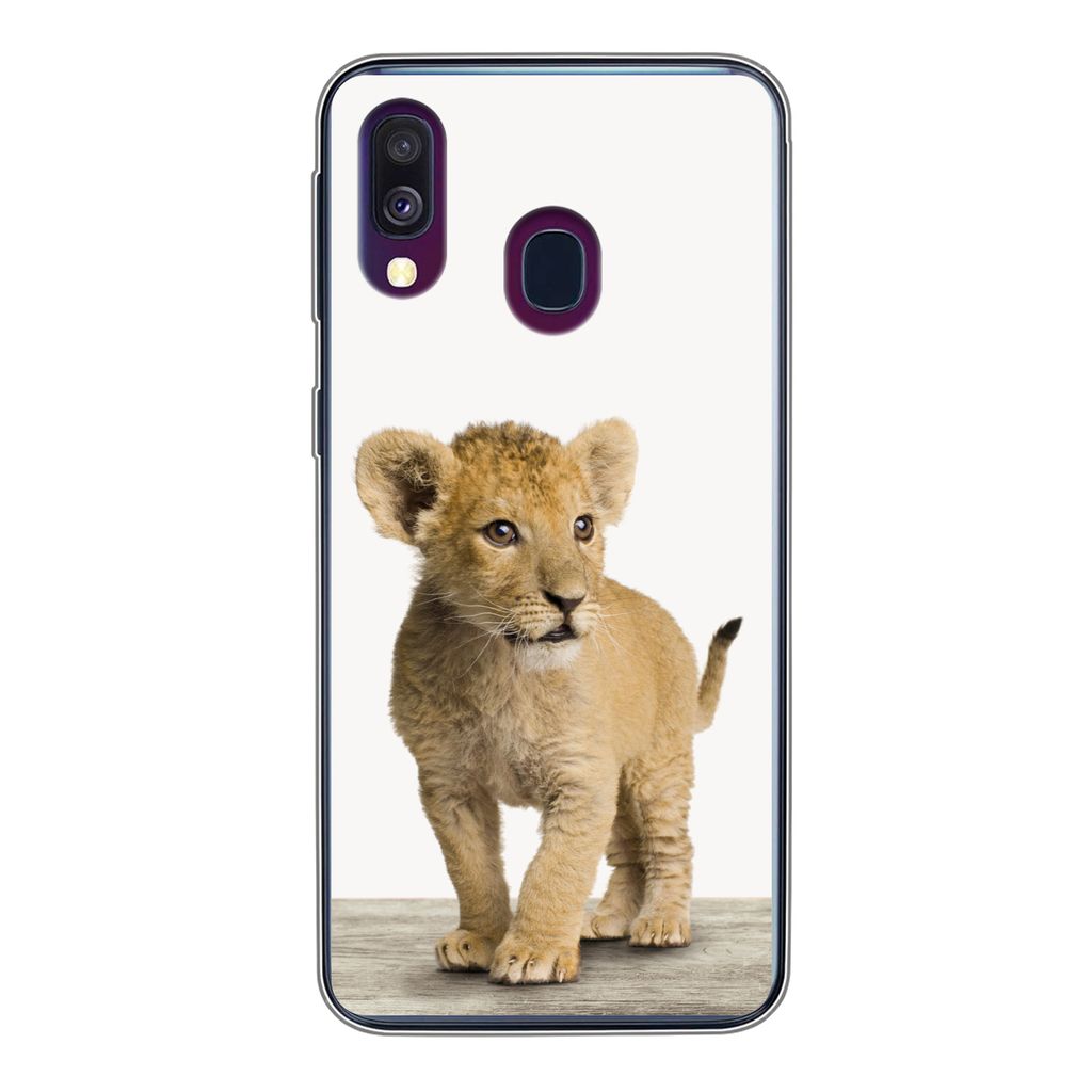 MuchoWow Handyhülle Schutzhülle Hülle für Samsung Galaxy A40 Löwe - Junge - Kinder - Jungen - Tiere - Mädchen Silikon Softcase Handy Hülle...