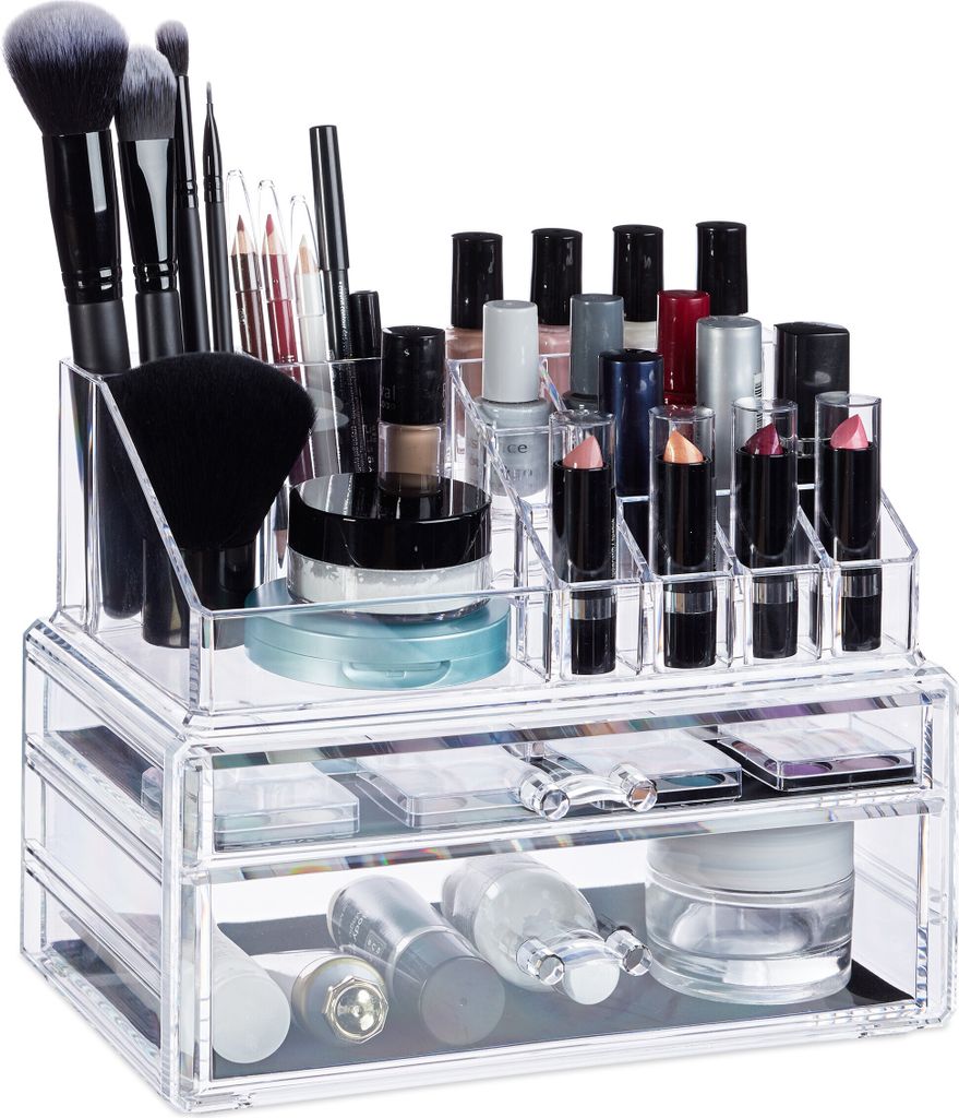 relaxdays Make-Up Organizer mit 2 Schubladen
