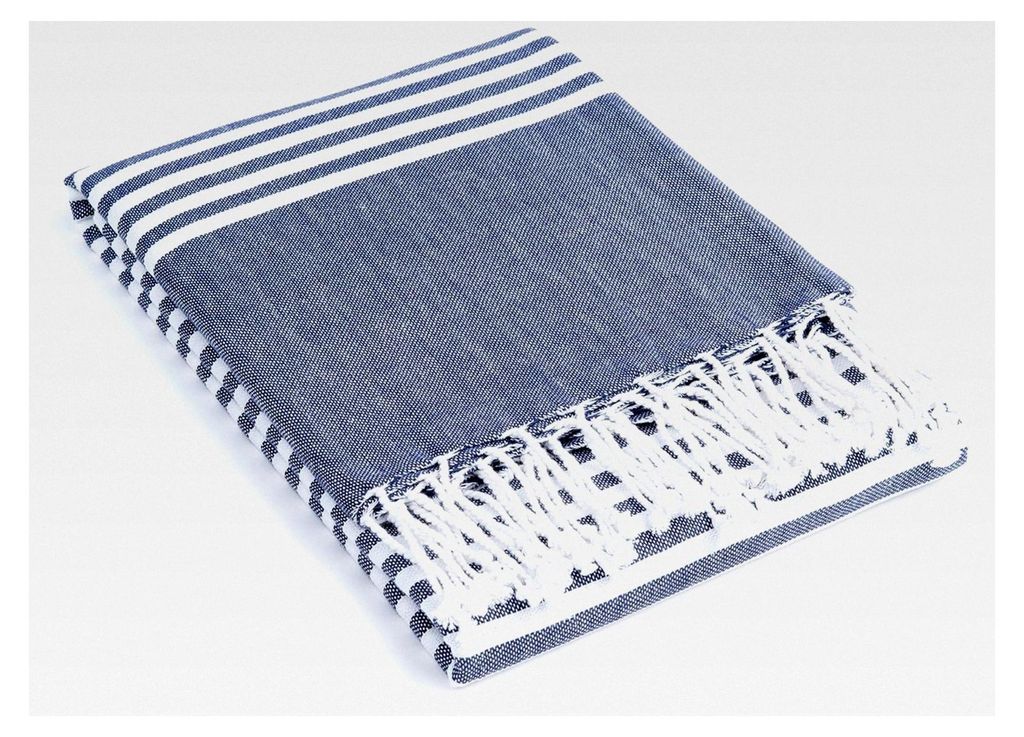 Hamamtuch, Badetuch, Fouta - geeignet für Strand, Sauna, Yoga, Reisen, Baden - XXL (100x180cm) - 100% Baumwolle - (Dunkelblau)