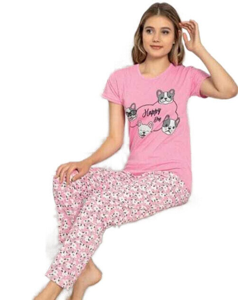 Damen Pyjama Schlafanzug Rosa M Kurz 2-Teiler Set A-86