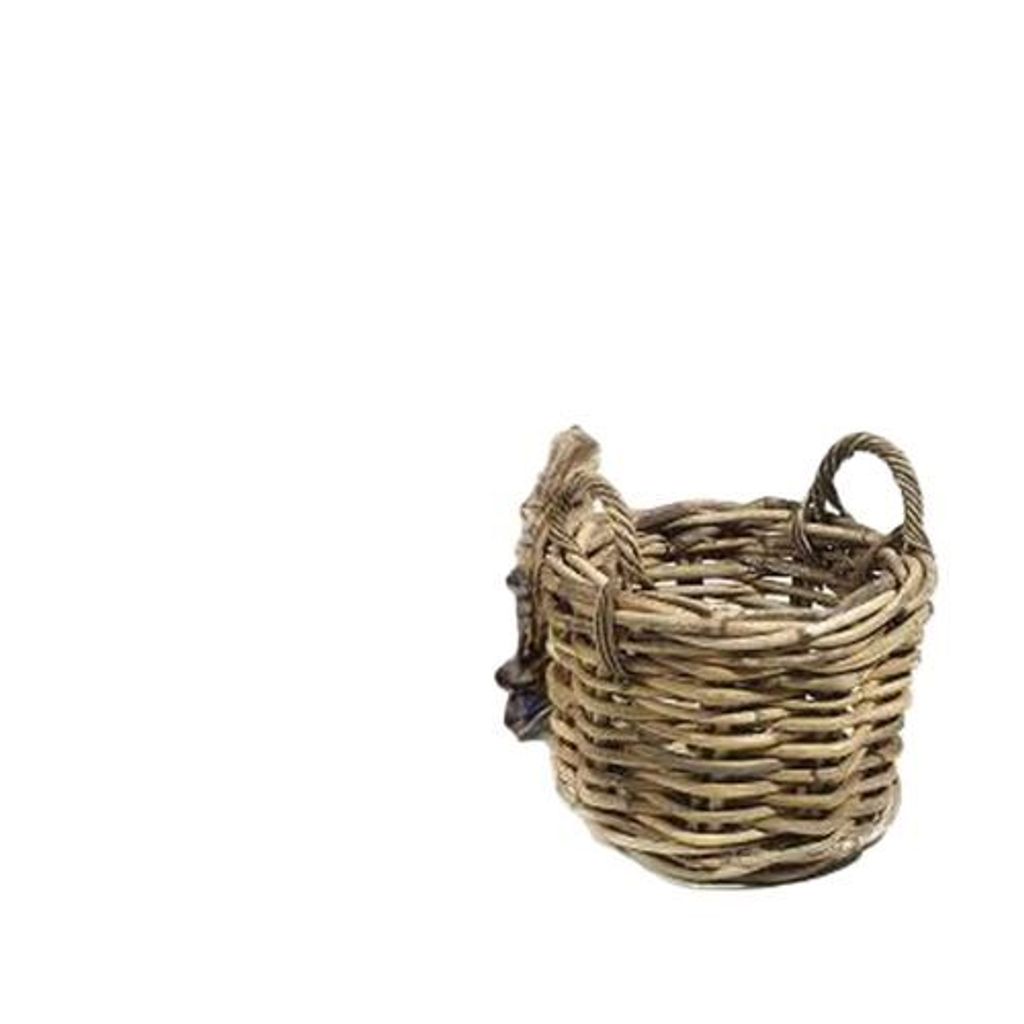 Maison Péderrey Weidenkorb mit Henkel - Pflanzgefäß Weide Beige-Natur-Grau D 35 cm H 25cm