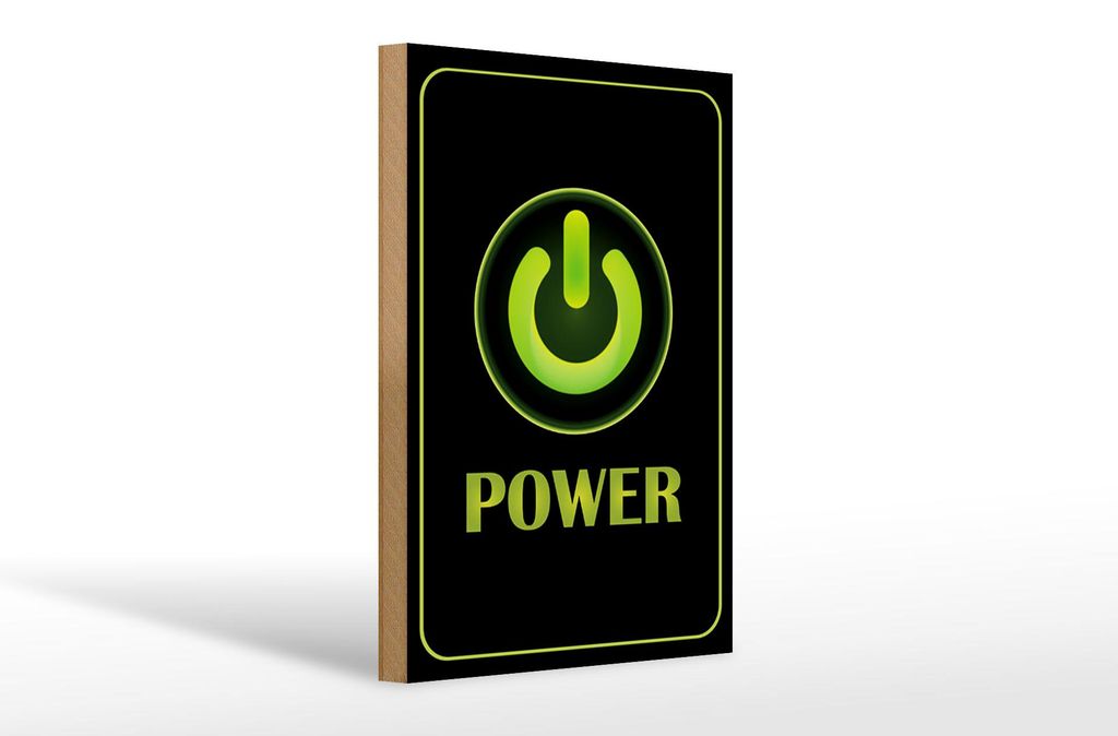 Holzschild Hinweis 30x20cm Power Taste Wanddeko Produktbild 
