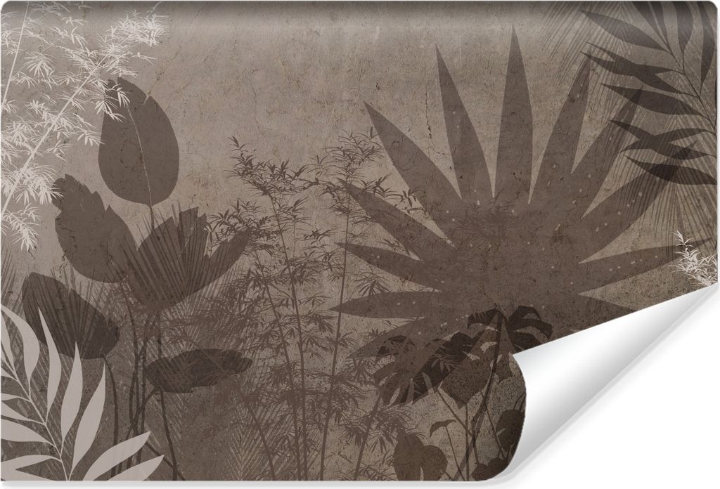 Muralo Vlies Fototapete tropische BLÄTTER Beton im Retro Stil Br. 208cm x Hö. 146cm