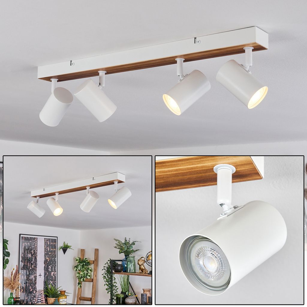 Berlingo Deckenlampe aus Metall/Holz in Weiß/Dunkelbraun