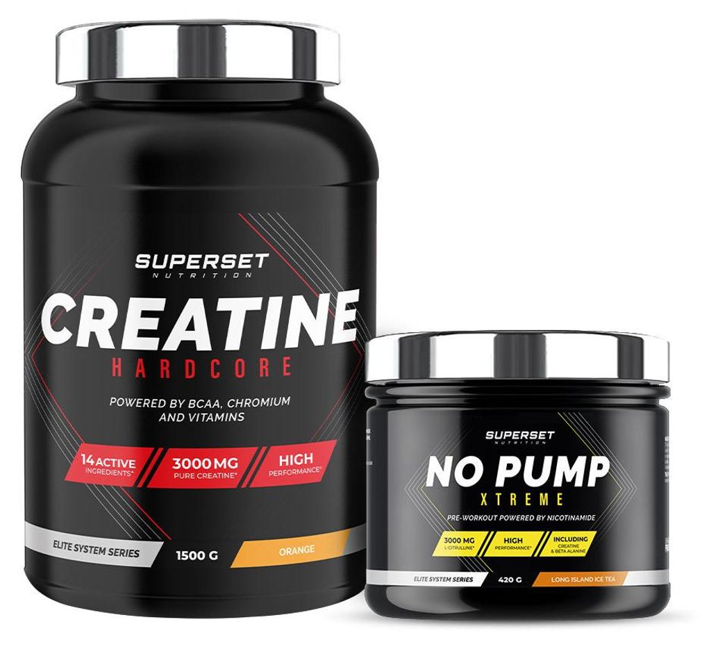 Programm Volumen und Kraft - Kreatin Hardcore Orange - No Pump Xtreme Long Island Ice Tea