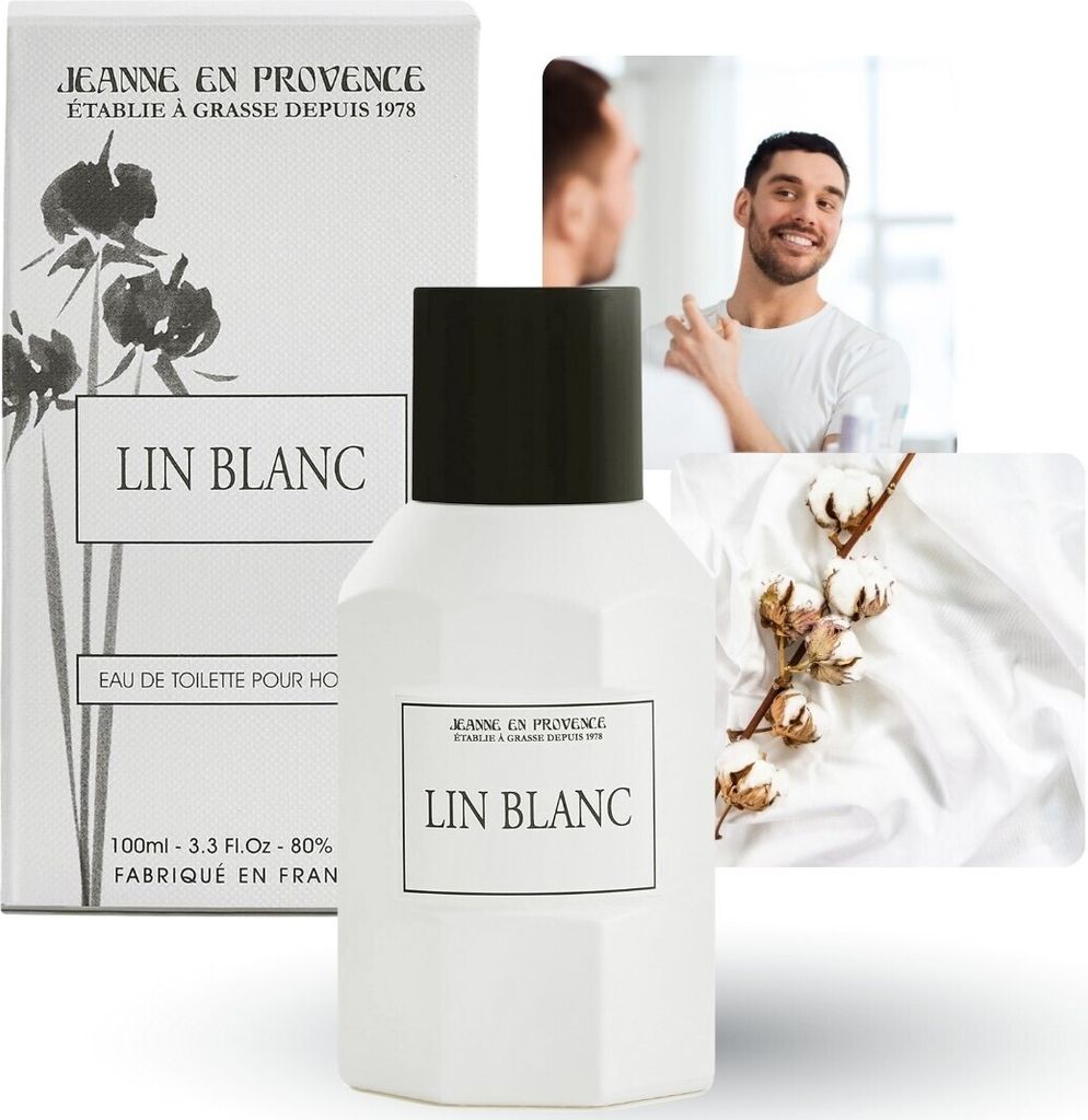 Jeanne en Provence - Lin Blanc Eau de Toilette für Männer Moschus, blumiger Duft 100ml