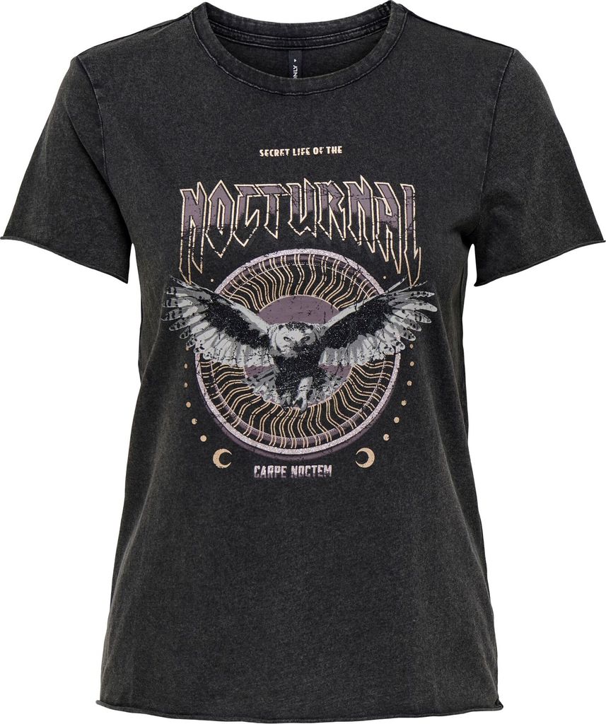 ONLY Bedrucktes T-Shirt Kurzarm Printed Rundhals Top mit Schrift ONLLUCY Größe: S