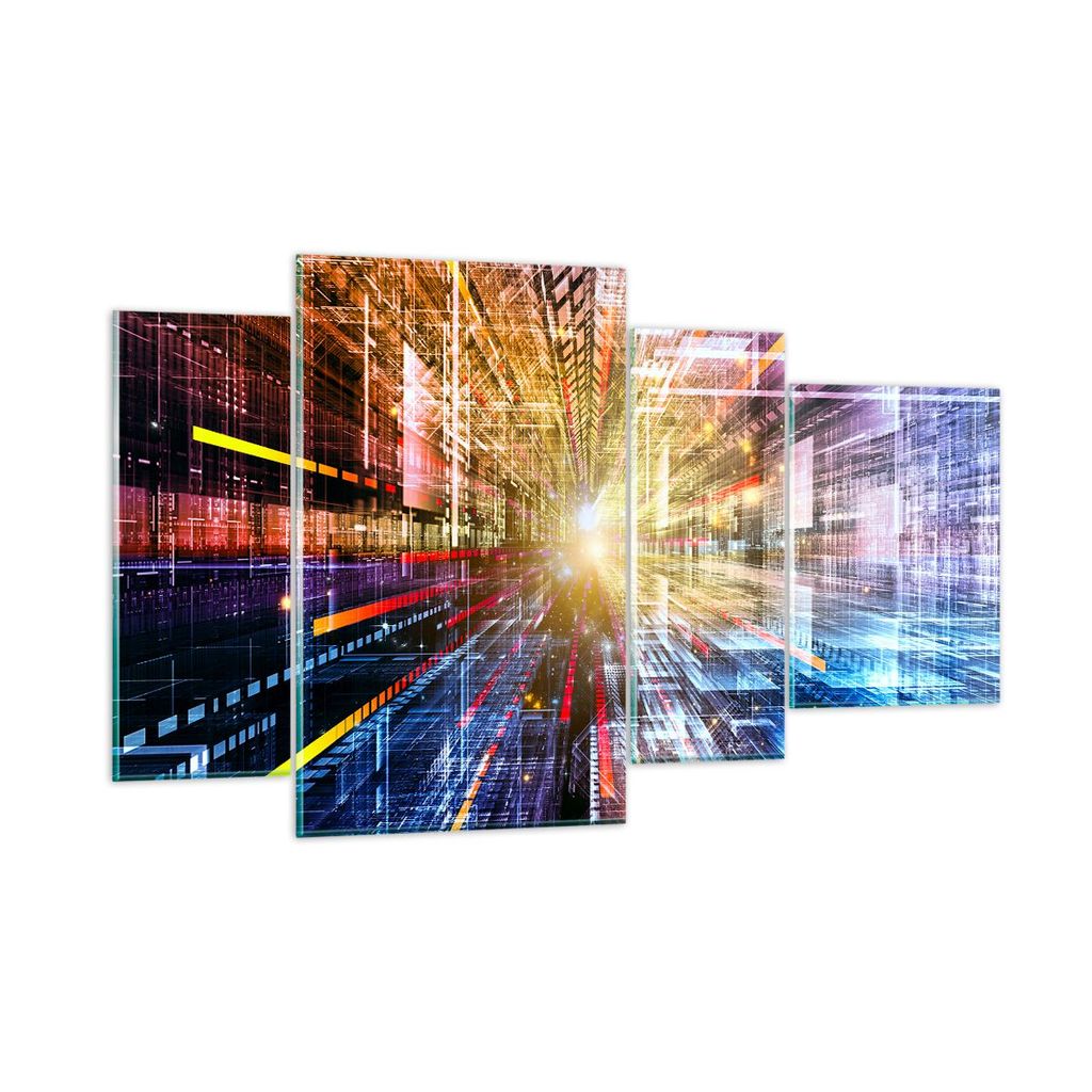 Bilder auf glas - Grafik Computer Raum Geometrie - 120x70cm - Glasbilder - Wandbilder - Kunstdruck - zum Aufhängen bereit - Wanddekoration aus Gla...