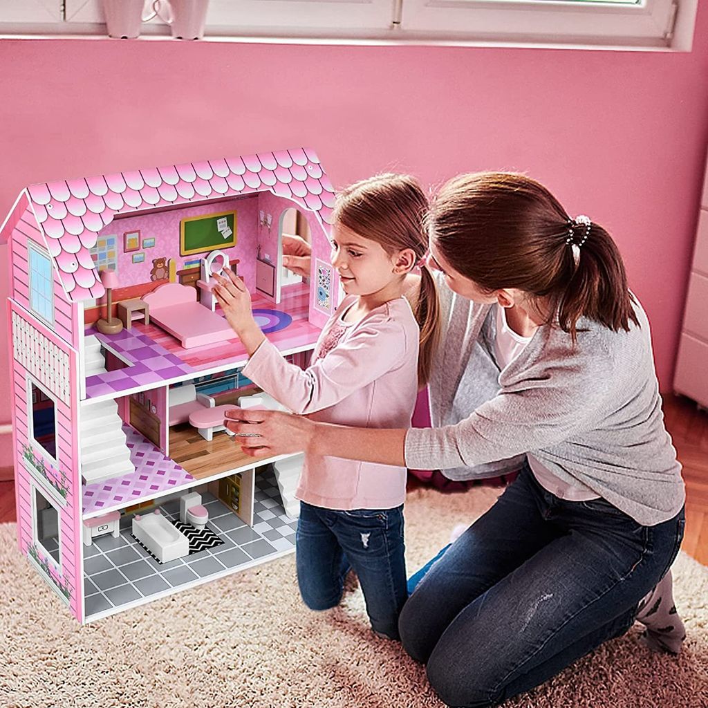 ACXIN Rosa Puppenhaus Holz Große Puppenvilla Mädchen Produktbild 8