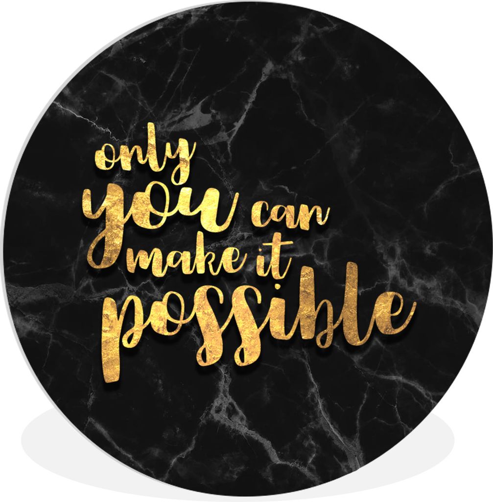 MuchoWow Rundes Wandbild - Runde Bilder Zitat - Motivation - Marmor - Gold Ø 60 cm Kreis Wanddekoration Kunststoff - Wandkreis - Wandschmuck - W...