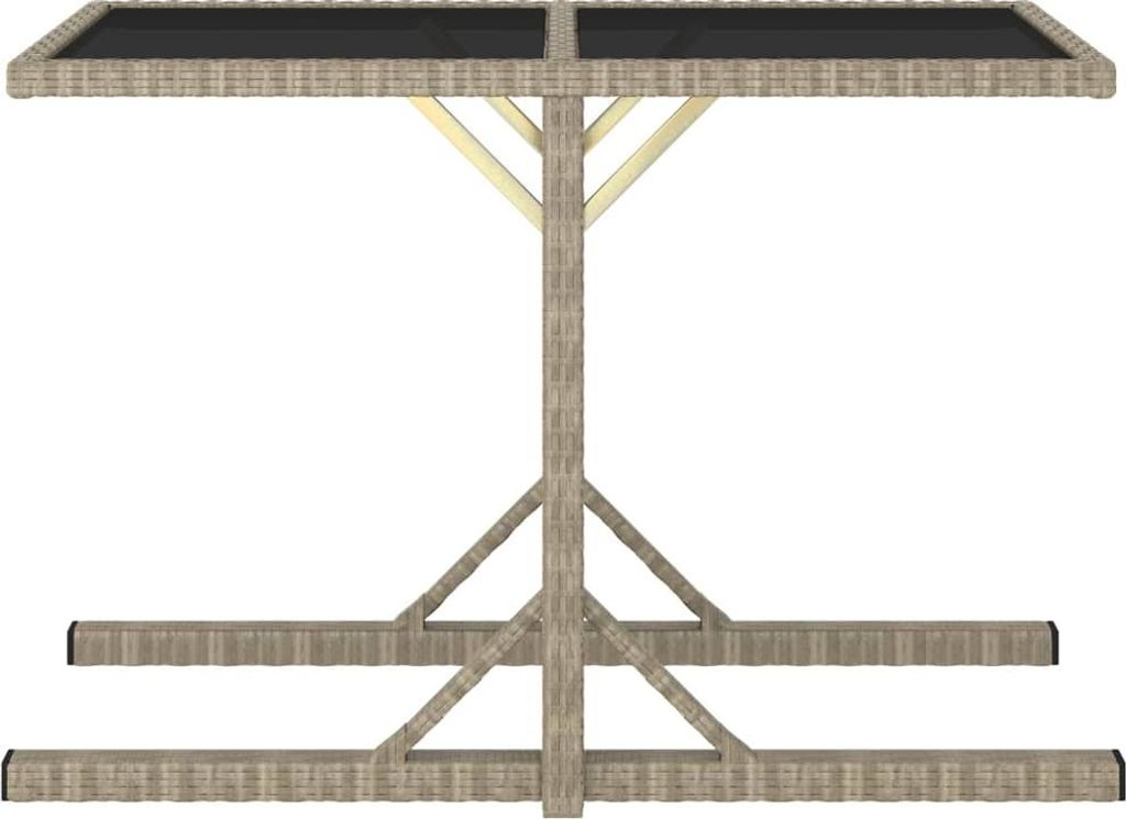 vidaXL Gartentisch Beige 110×53×72 cm Glas und Poly Rattan