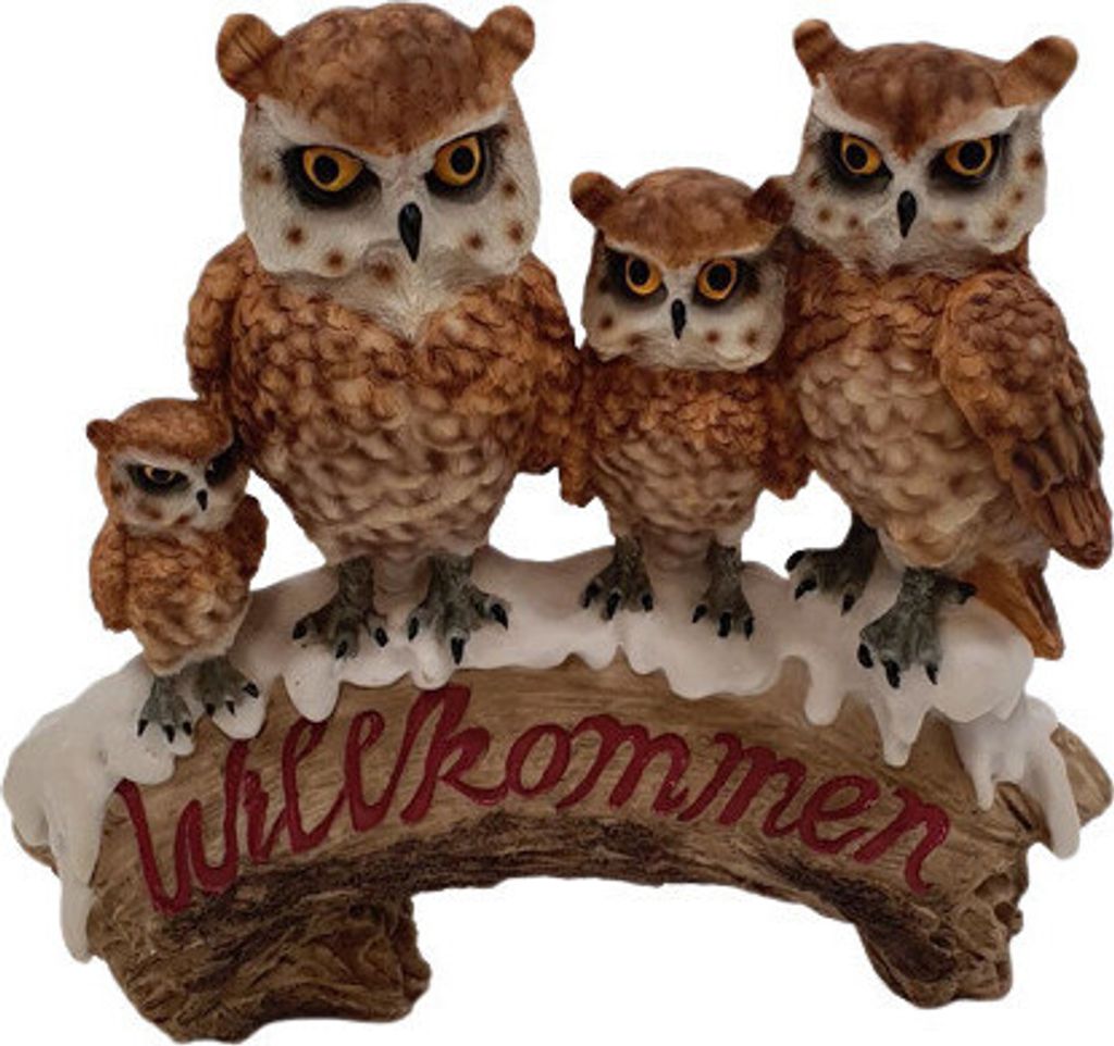 Dekofigur Willkommensschild mit Eule 27 x 30 x 12 cm