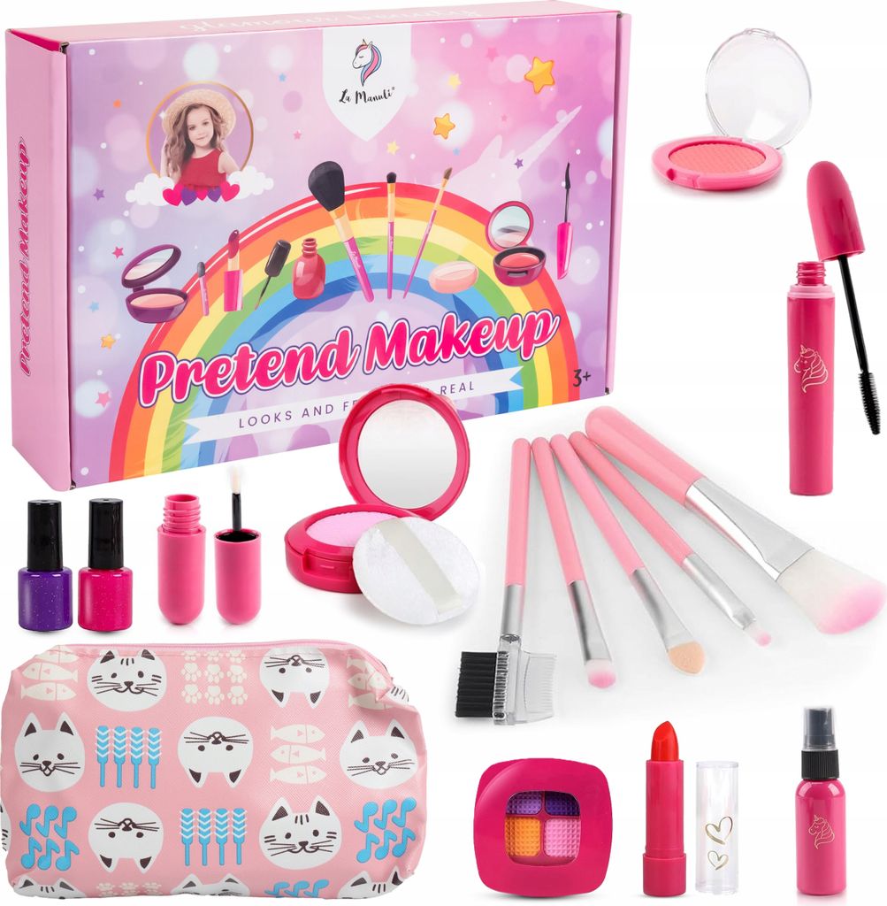 La Manuli Schminke MakeUp Kinder Set für Mädchen (Pretend) Make up Set ab 3 4 5