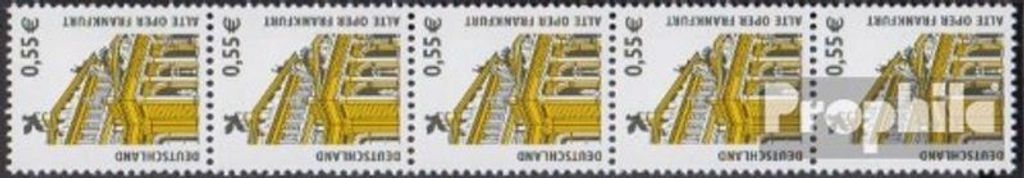 Briefmarken BRD (BR.Deutschland) 2002 Mi 2300R Fünferstreifen postfrisch Sehenswürdigkeiten