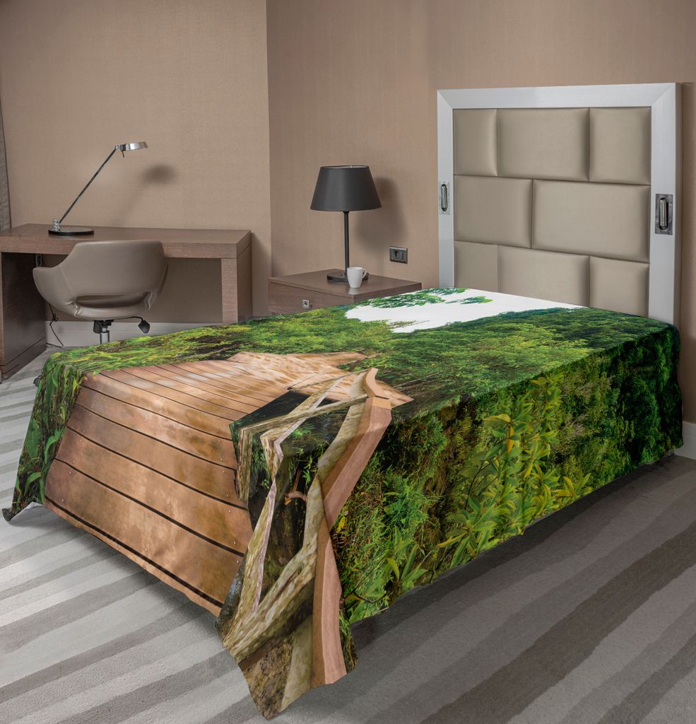 ABAKUHAUS Wald Bettlaken, Hölzerne Brücke um Mangrovenwald Thapom Krabi Thailand Naturlandschaft, weiches bequemes oberes Bettlaken für ein deko...