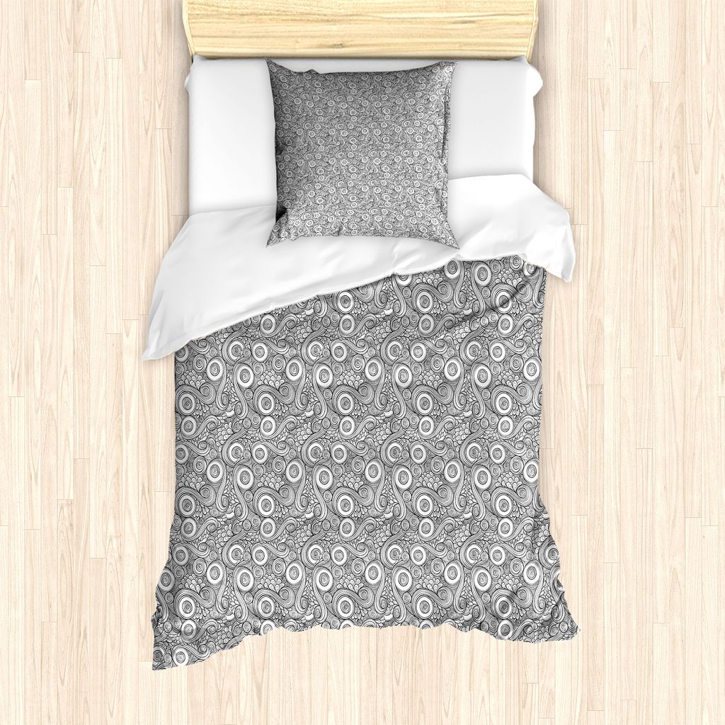 ABAKUHAUS Einfarbig Bettbezug Set für Einzelbetten, Retro Natur Petals, Milbensicher Allergiker geeignet mit Kissenbezug, 135 cm x 200 cm - 80 x 8...