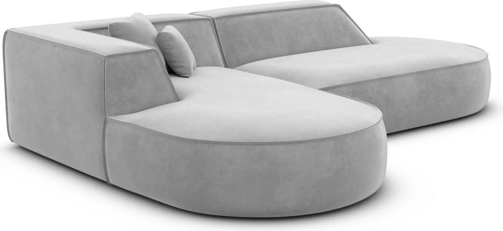 Samtstoff L-Form Lounge Sofa Liberia Hellgrau Links
