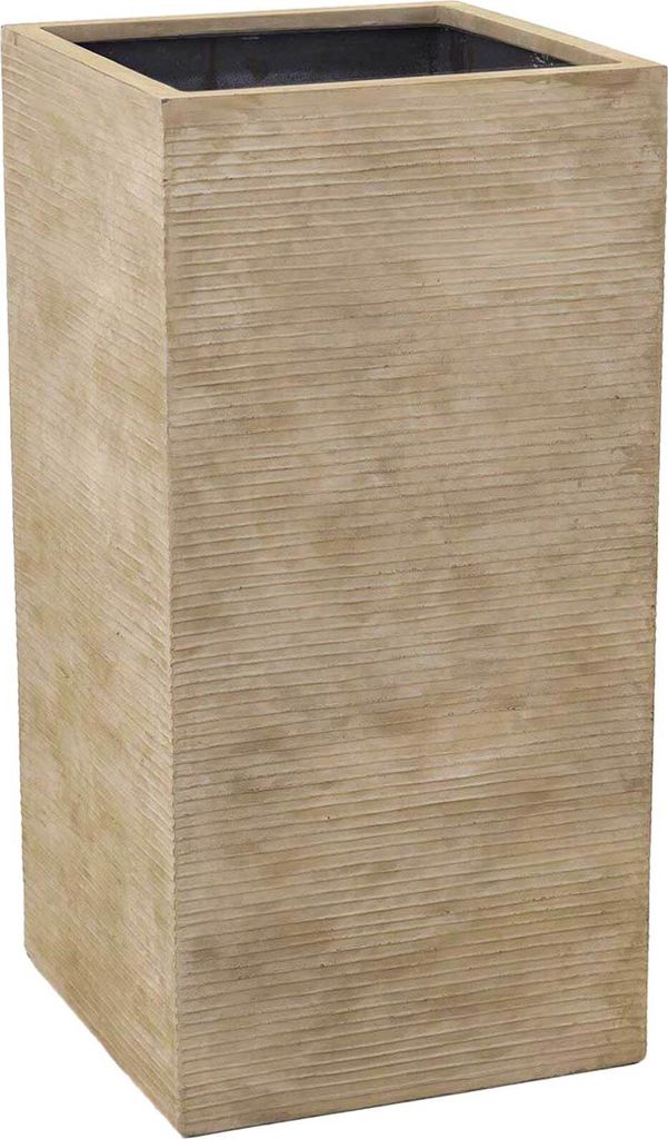 VIVANNO Pflanzkübel Fiberglas BLOCK Säule, Streifenbeige Produktbild 
