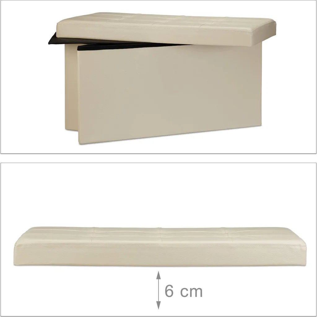 Cassapanca Beige RD19044 Pieghevole - Panca Imbottita Salvaspazio 80L - 5