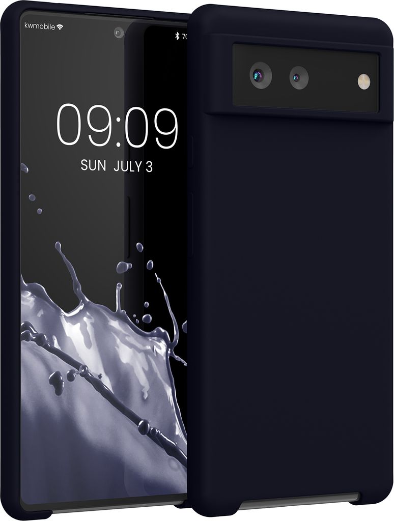 kwmobile Hülle kompatibel mit Google Pixel 6 Hülle - Silikon Handy Case - Handyhülle weiche Oberfläche - kabelloses Laden - Deep Ocean