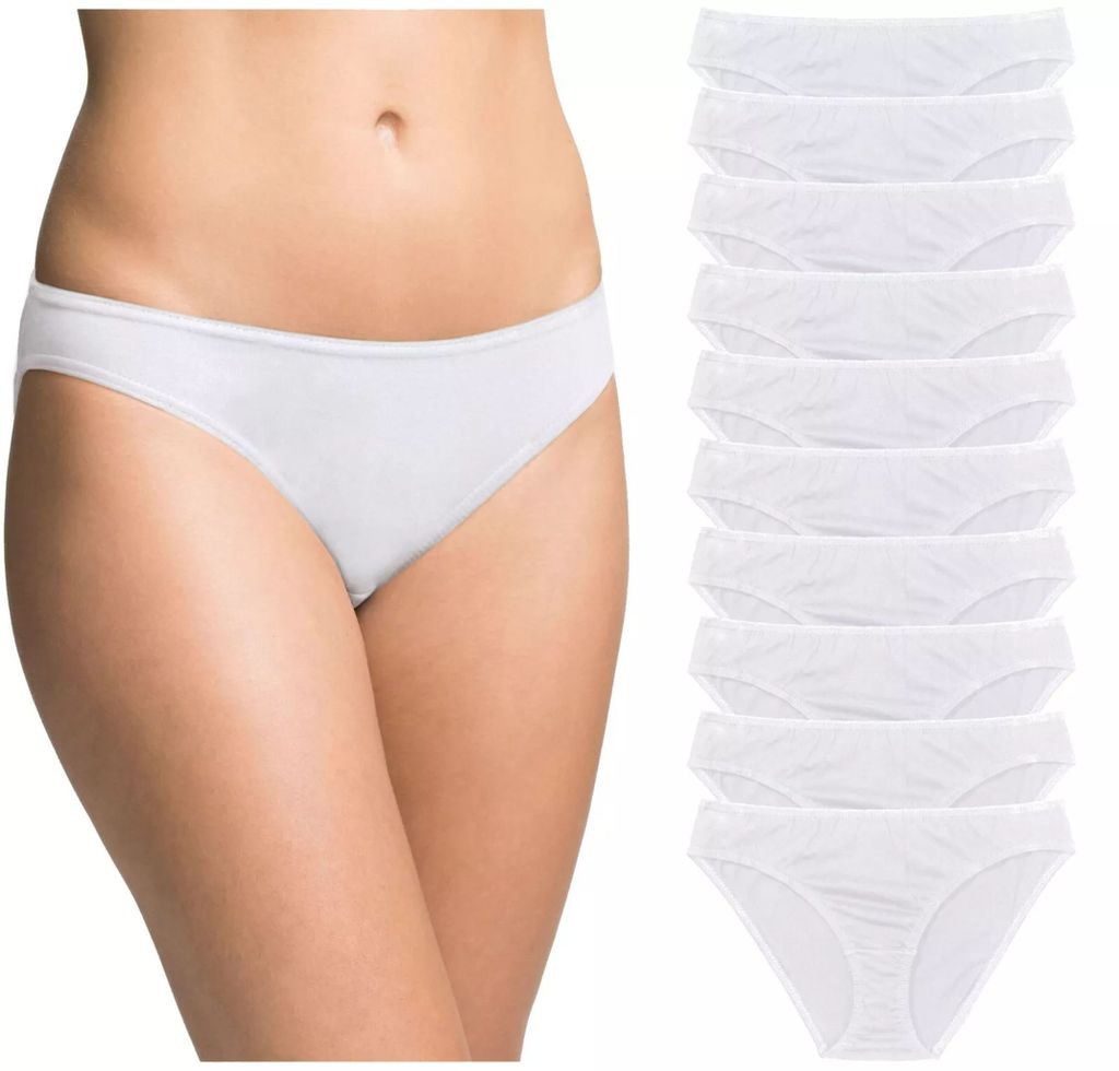 10er-Pack Damenslips Sophia Slip im Multipack aus Baumwolle Unterhosen in weiß, Gr. 36/38