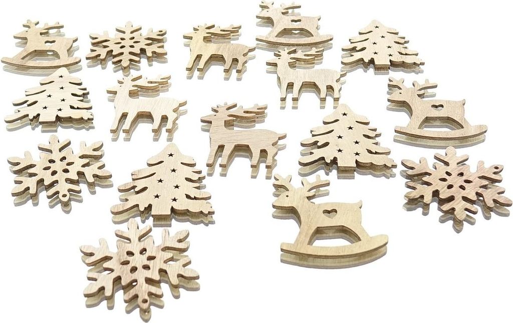 Riffelmacher Weihnachtliche Streudeko Natur in 4 Motiven 16 Stück - Holz