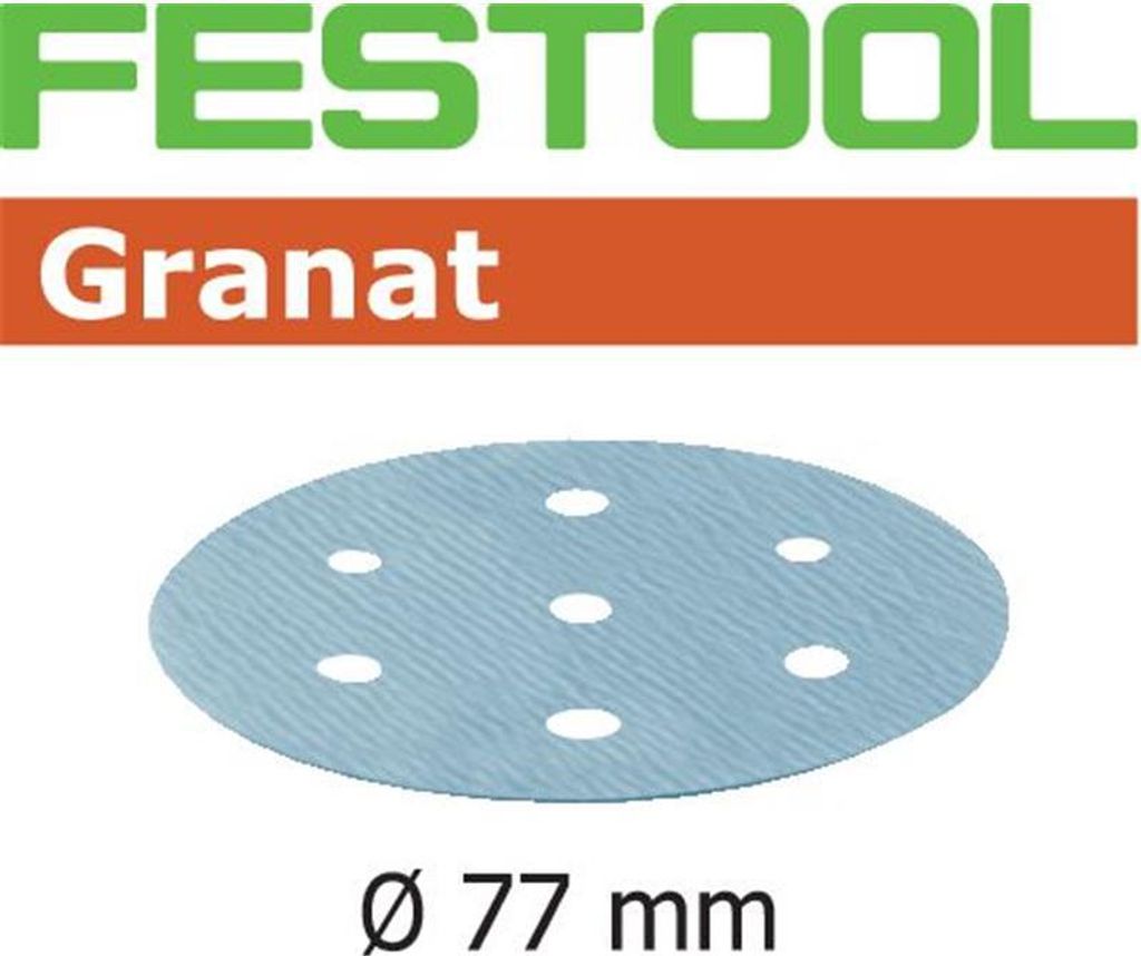 FESTOOL Schleifscheiben Granat STF Ø77mm 6-Loch P280, 50Stk.