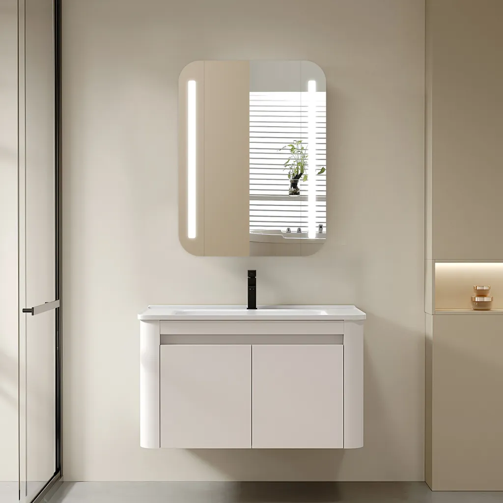 Miroir Armoire de Rangement Mural pour Salle de Bain Moderne avec LED