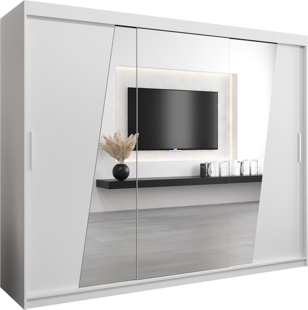 Kleiderschrank, Schiebetürenschrank Schlafzimmer, Schrank mit Spiegel RHOMB 250 cm