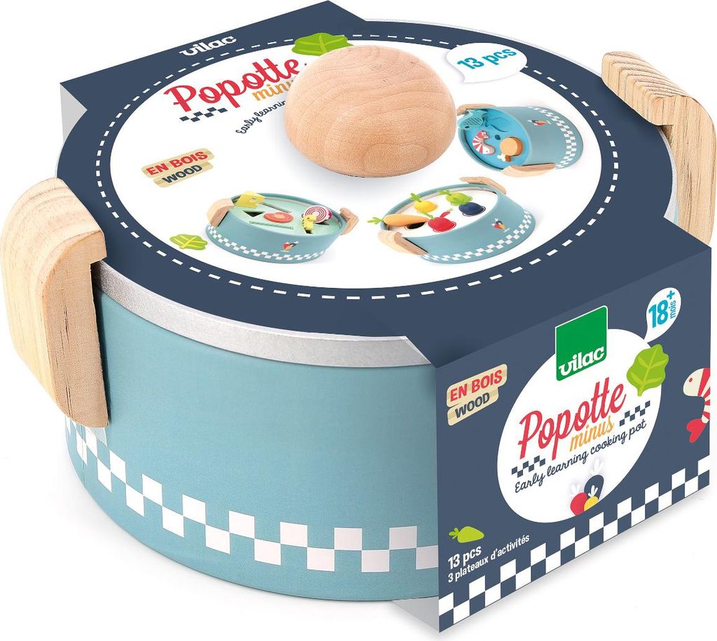 Vilac Beobachtungsspiel Holztopf Lernspielzeug Motorik Produktbild 