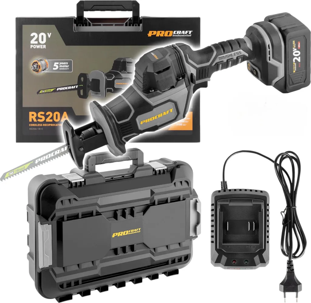 Scie sabre récipro sans fil 20V Procraft RS20A moteur sans charbons 4Ah
