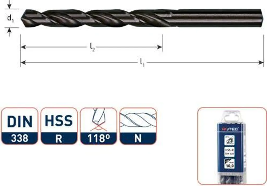 Foret à tôle Rotec DIN1897 11,0 mm extra-court pour perçage de précision