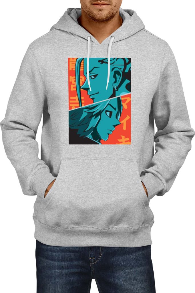 Herren Kapuzenpullover Japan Anime Manga Tokyo Anime Revengers Ken V Manjiro, Man XL / Grau