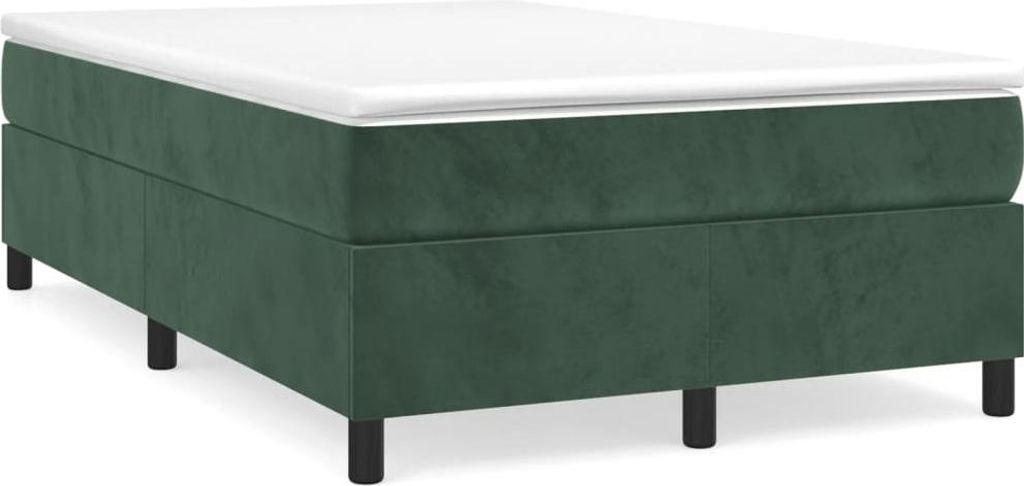vidaXL Boxspringbett mit Matratze Dunkelgrün 120x190 cm Samt