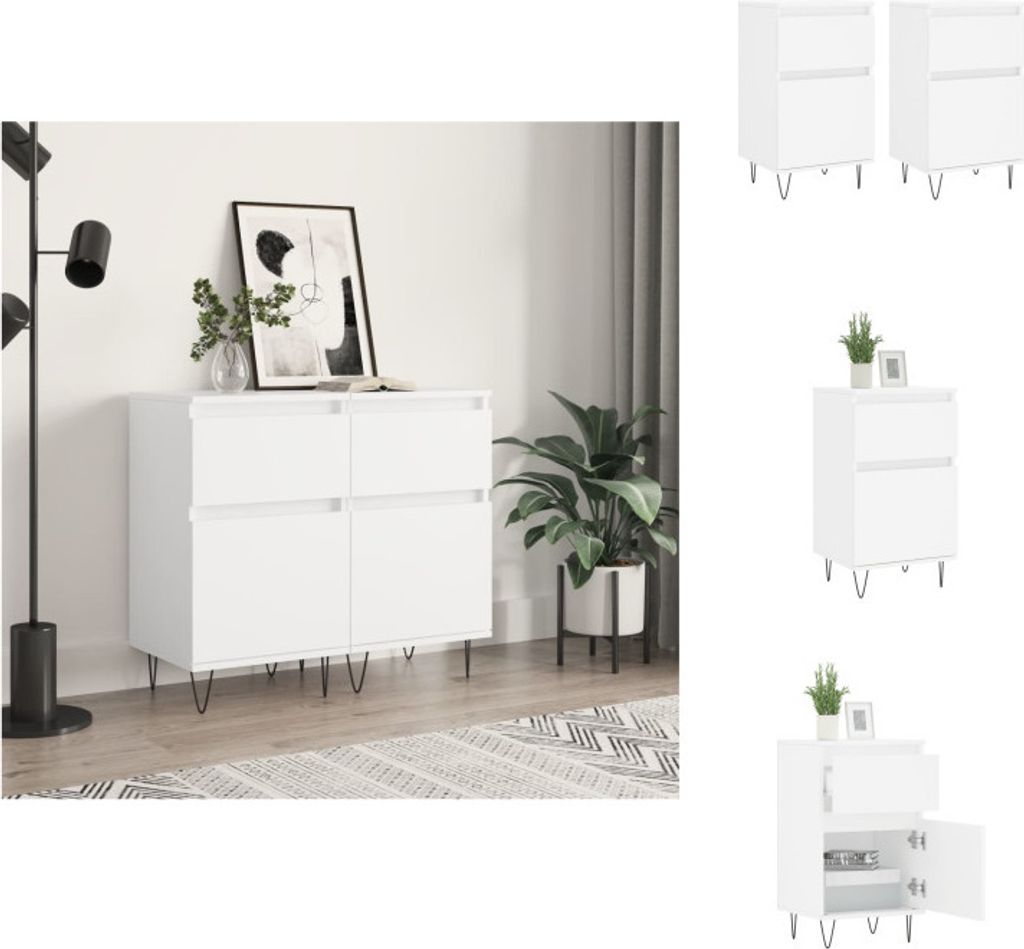 vidaXL Sideboards 2 Stk. Weiß 40x35x70 cm Holzwerkstoff - Sideboards