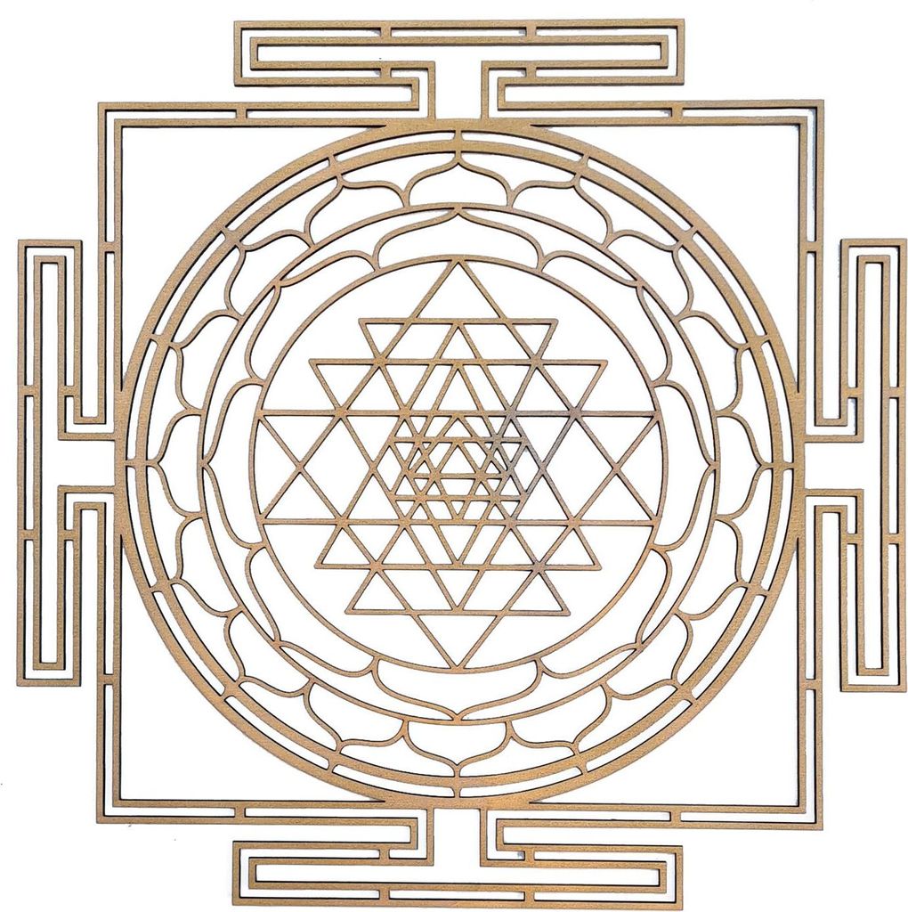 Sri Yantra mit Labyrinth Wanddekor aus Holz ca. 41cm x 41cm Produktbild 