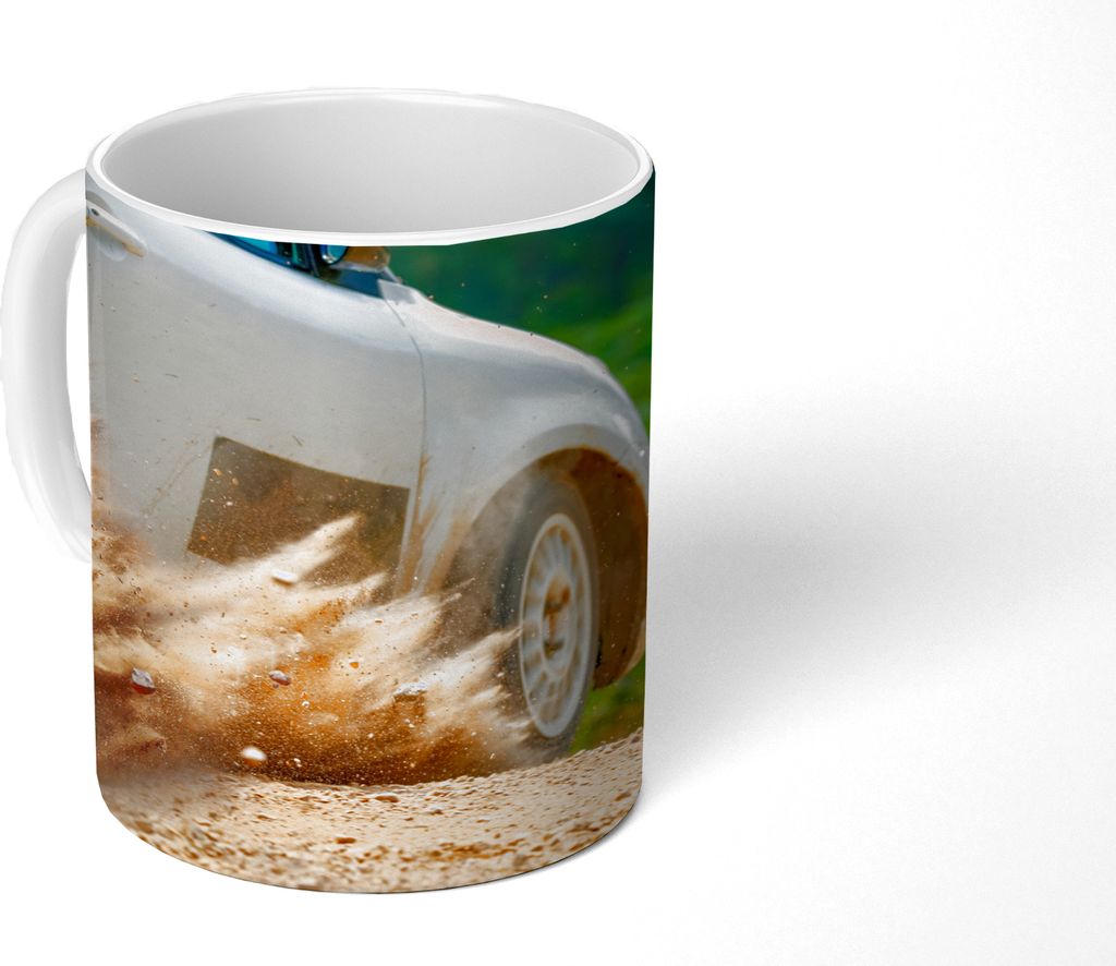 MuchoWow Tasse Kaffeetasse Kaffeebecher 350 ml Rennwagen - Rallye - Stoff - Steine Teetasse - Fototasse - Becher - Keramikbecher - Teebecher - Ka...