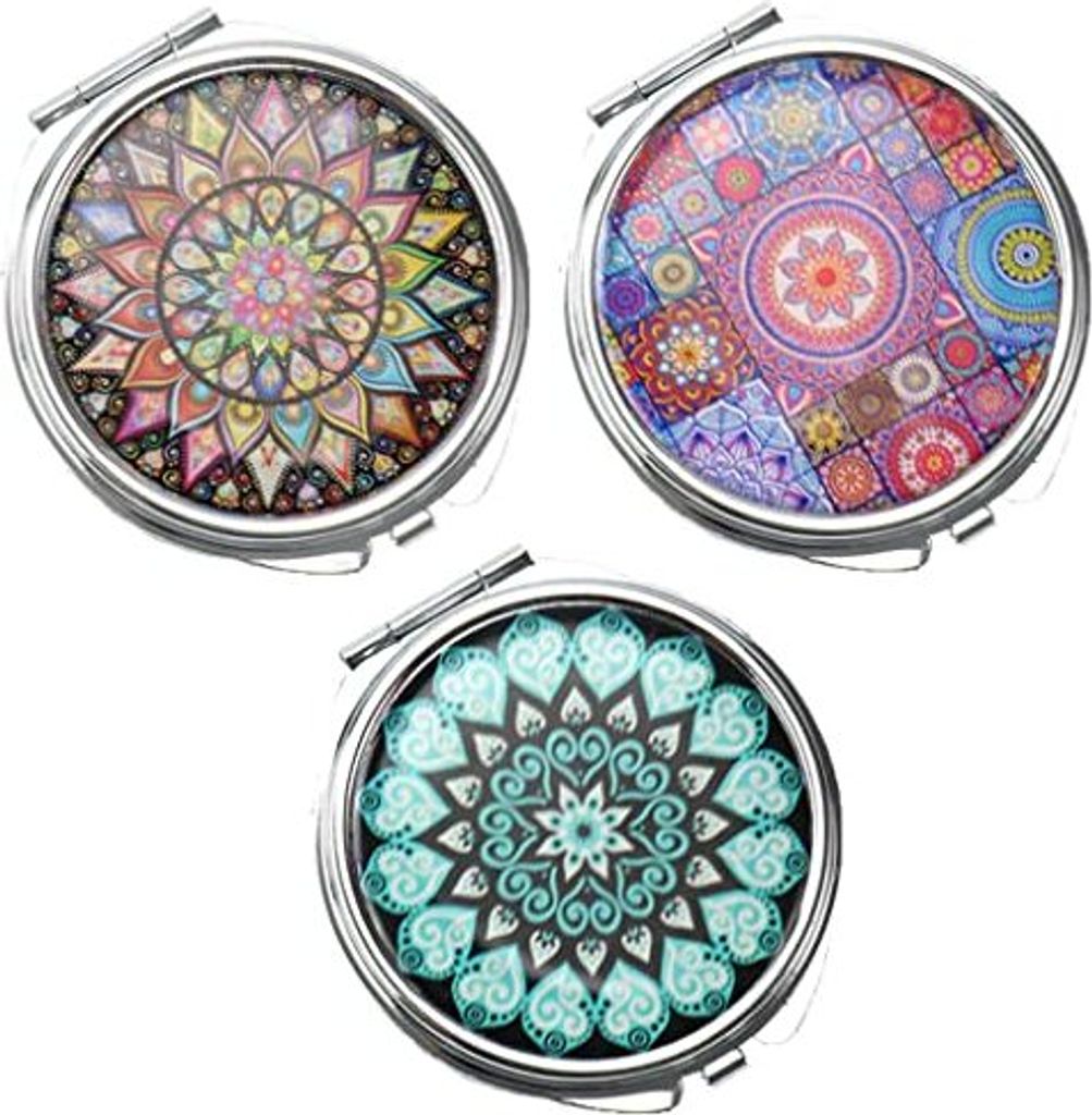 Pack 3 Metall Pill Box Round kleine Fächer Spiegel tragbare Mini Vitamins Medicine Tablet Organizer Hülle tägliche Reise Verwendung